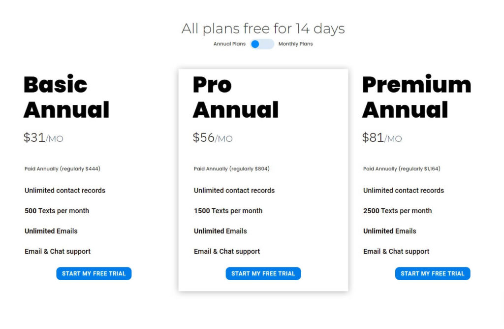 text in church service price list