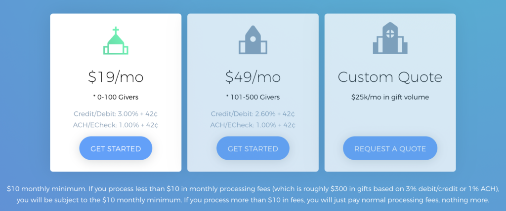 Kindrid online giving pricing