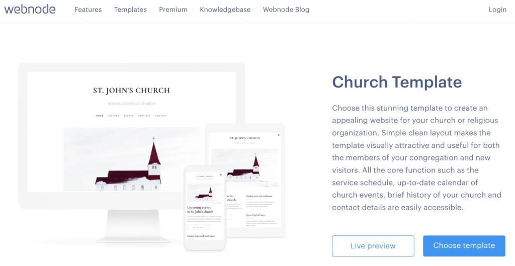 Find a church template that supports contact details and user accounts