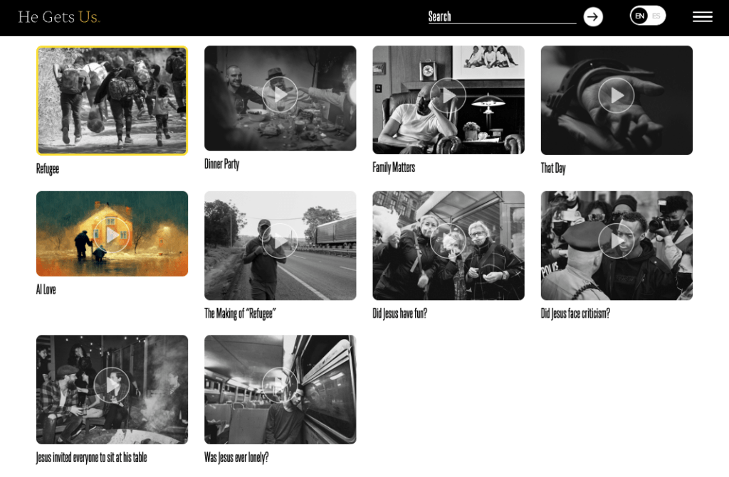 He Gets Us videos that promote Jesus