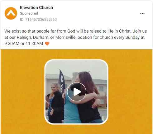 Elevation Church Facebook Ad