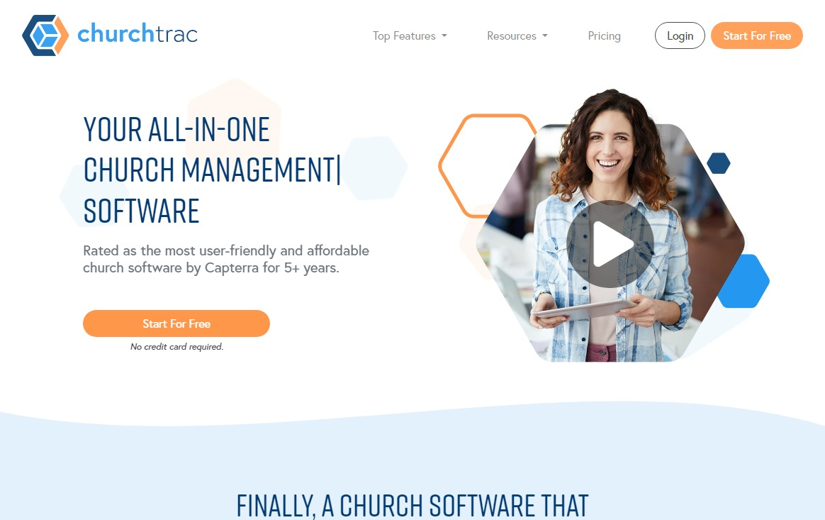 A computer screen with ChurchTrac's customizable forms and surveys